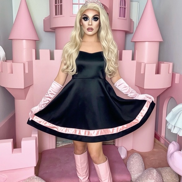 Sissy princess Charlotte Rose Large Black and pink skirt stretchy waist - Picture 2 of 7